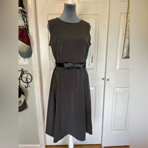 Sharagano Charcoal Midi Dress with Black Belt